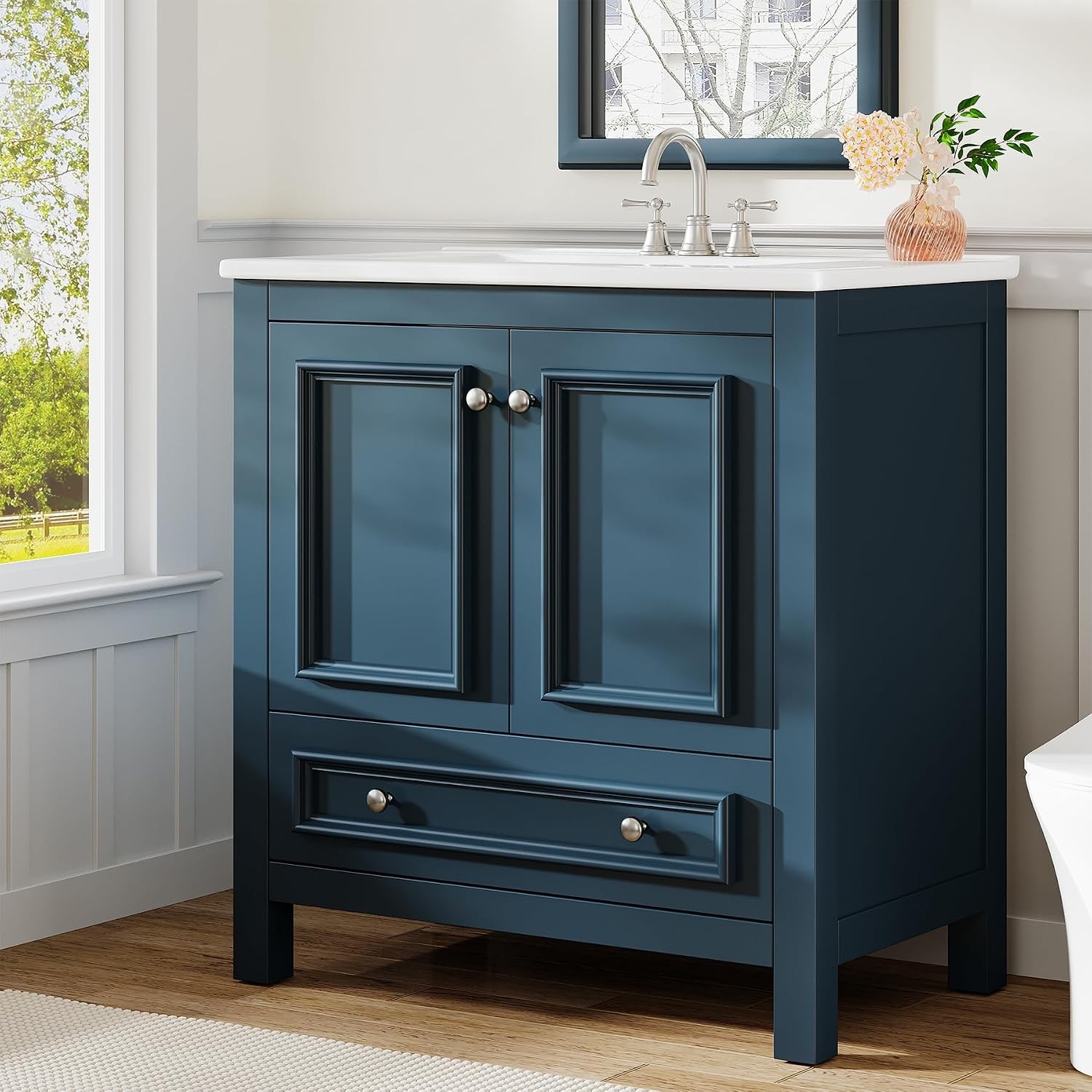 30” Bathroom Vanity with Sink Combo Bathroom Cabinet with 2 Doors and 1 Drawer