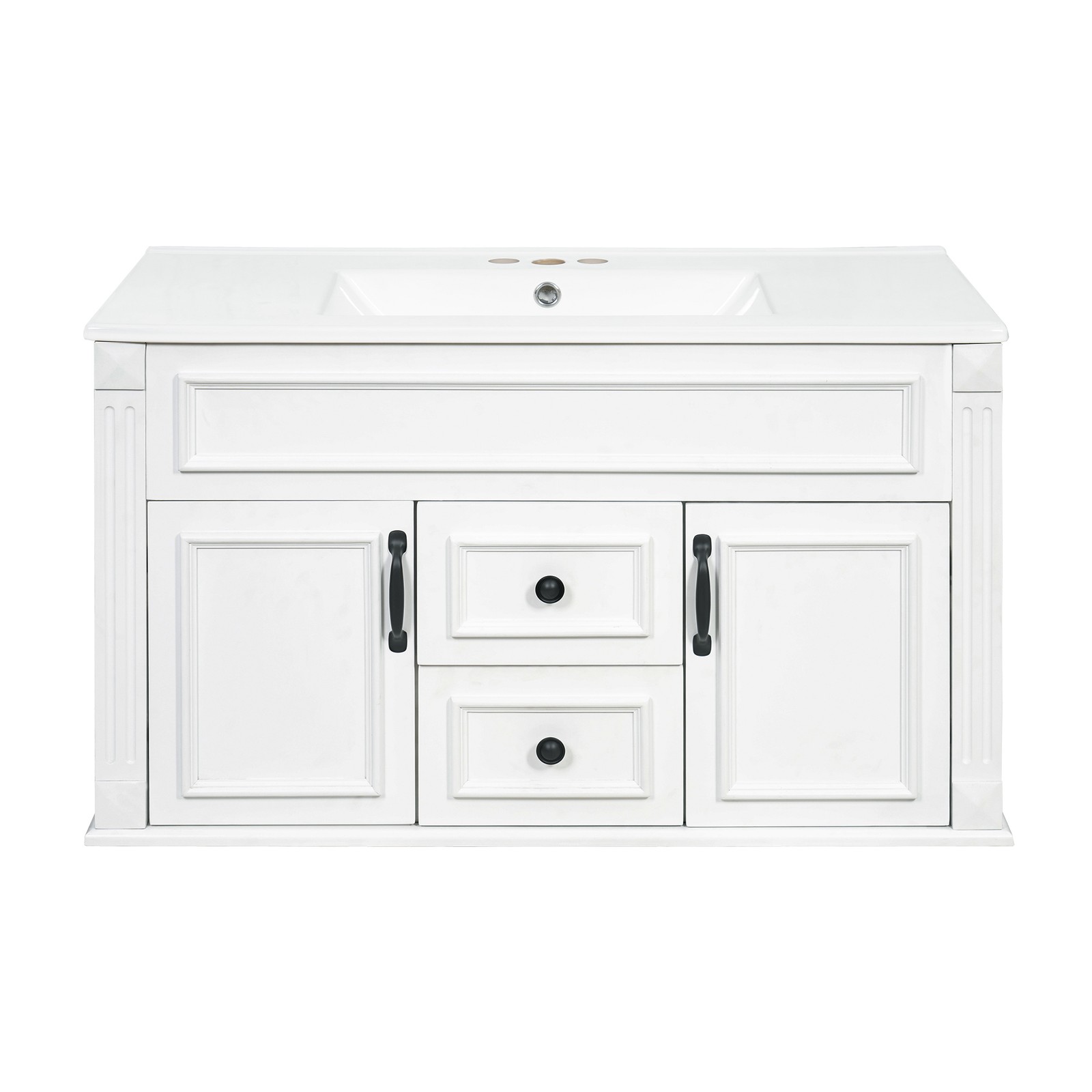 FUNIDEE 36inch Wall Mounted Bathroom Cabinet with Ceramic Sink Combo Vanity Set