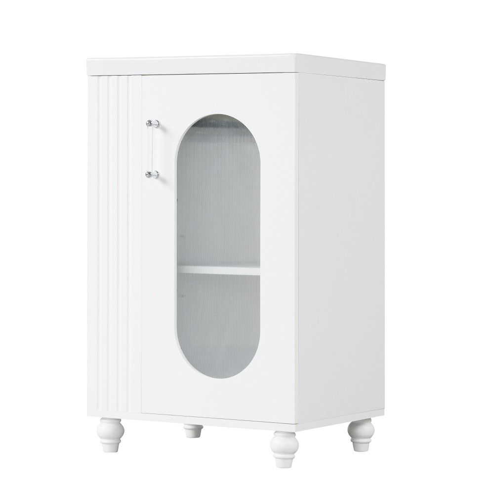 Bathroom Vanity W Sink Adjustable Double Shelves Solid Wood and MDF Construction