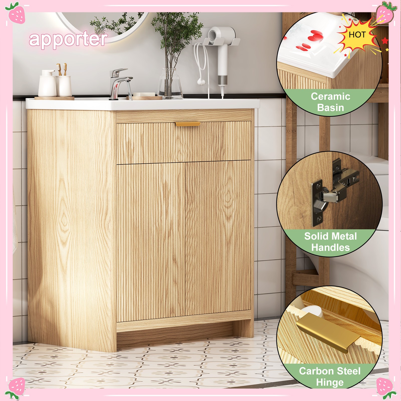 31.5″ Bathroom Vanity with Sink, Freestanding Particle Board Storage Cabinet, US
