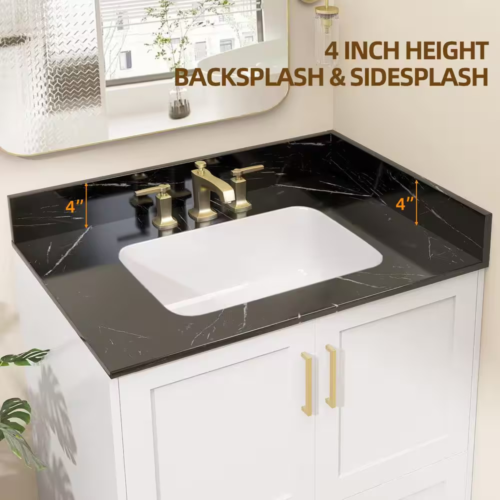 21 In. W Marble Vanity Sidesplash for Countertop Threshold for Shower Curb Windo