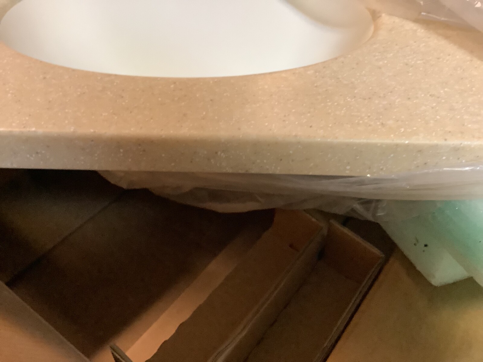 BATHROOM SOLID SURFACE TOP-25”x19” MATRIX KHAKI W/ WHITE BOWEL