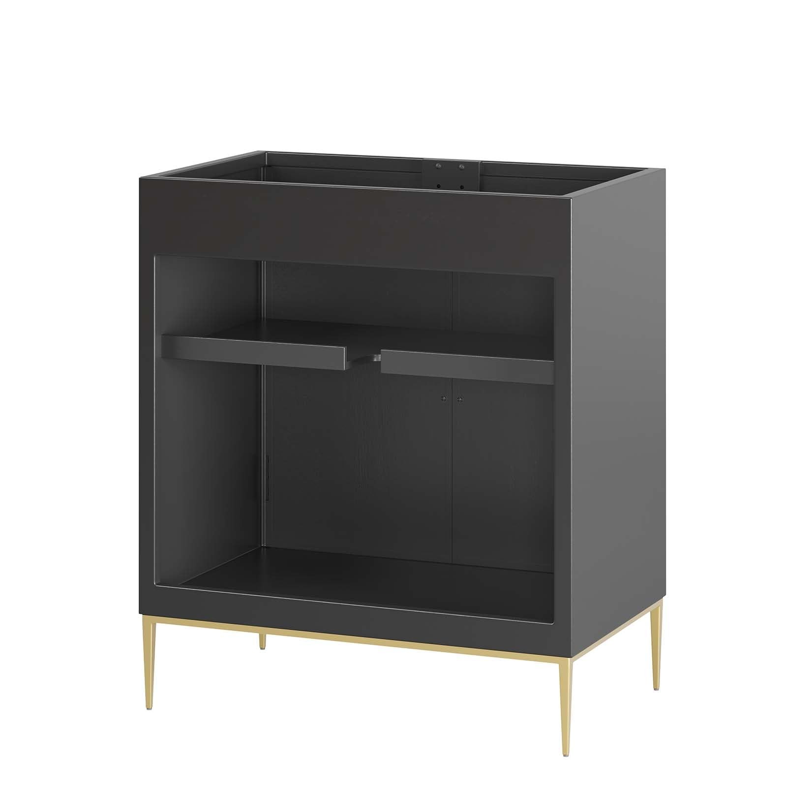 Modway Awaken 30″ Solid Wood and MDF Bathroom Vanity Cabinet in Black