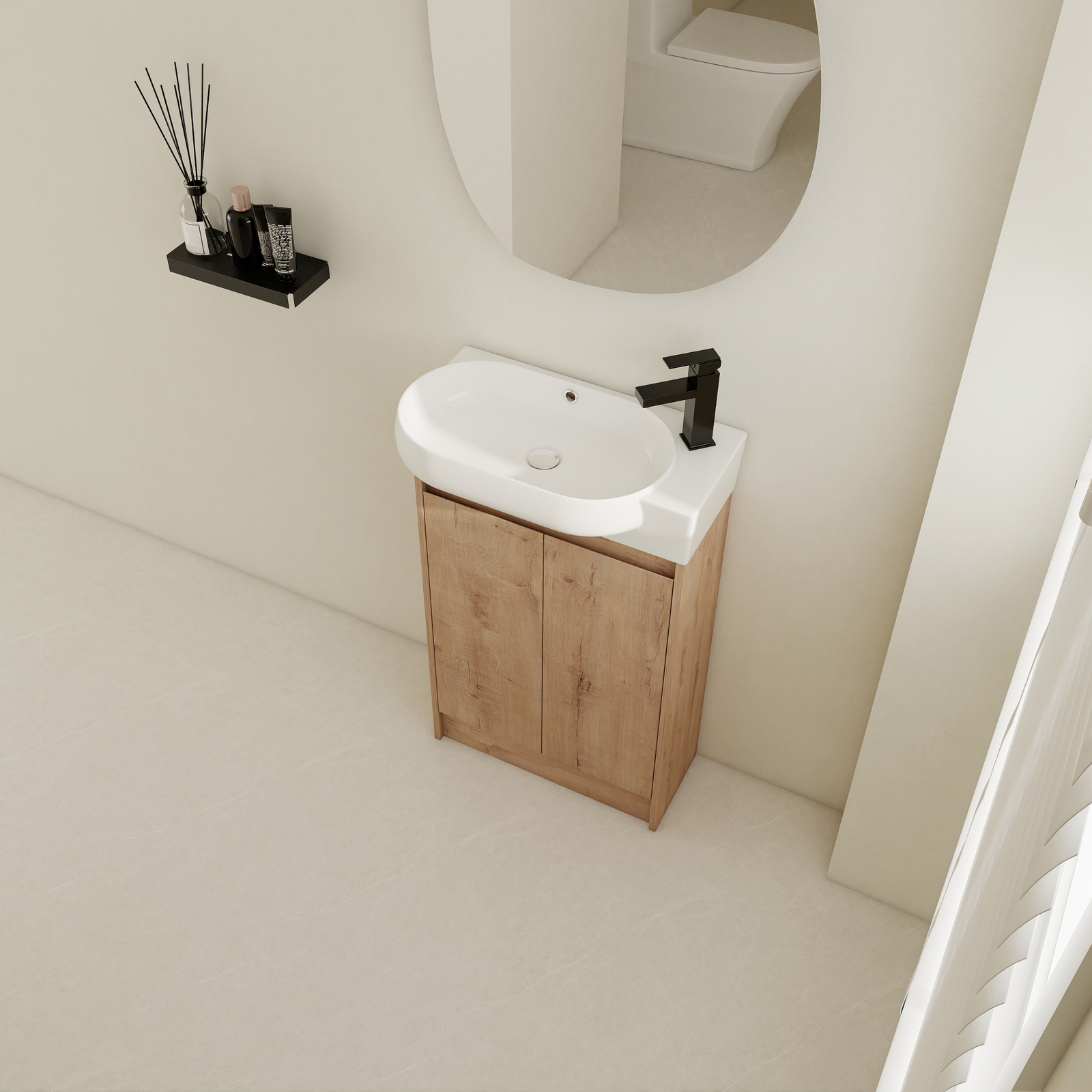 23 Inch Vanity Wood Bathroom Vanity Cabinet W/ Countertop Ceramic Sink Combo Oak