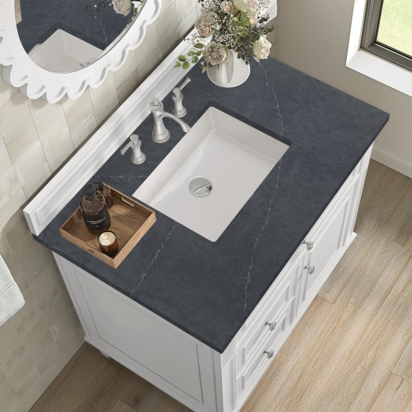 36″ James Martin Lorelai 424-V36-BW-3CSP Vanity Cabinet Charcoal Soapstone Top