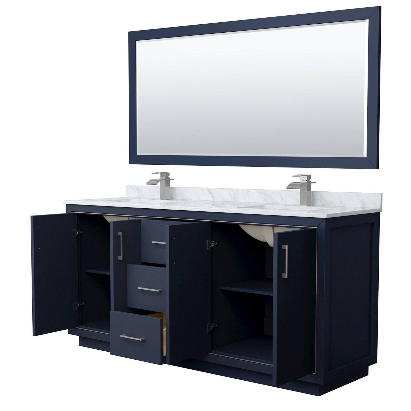 Wyndham Collection WCF1111-72D-NAT-M70 Icon 72″ – Dark Blue / Brushed Nickel