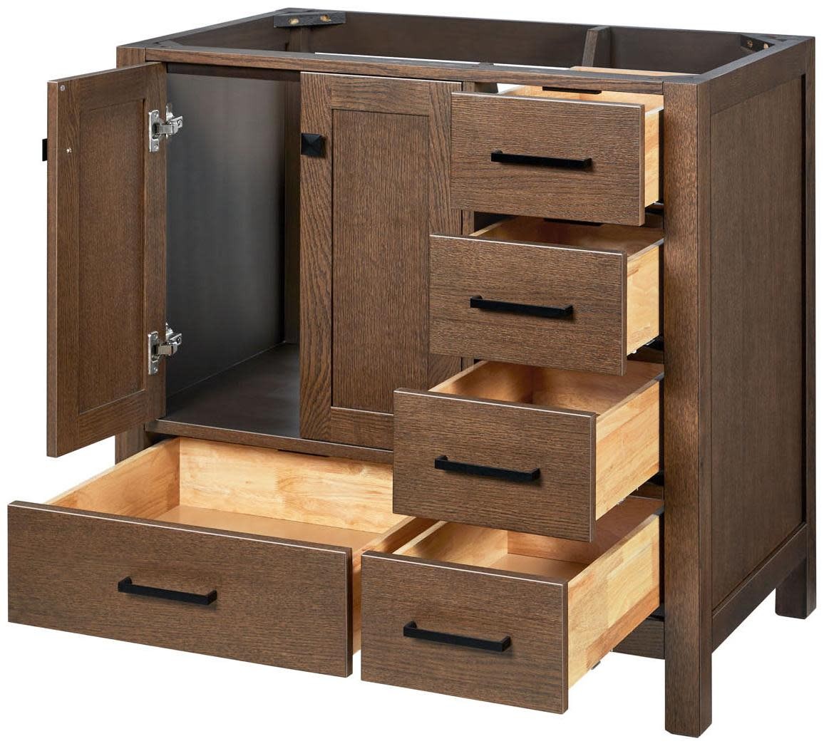 Ariel A036S-L-BC Cambridge 36″ Single – Brown Oak / Satin Brass Hardware