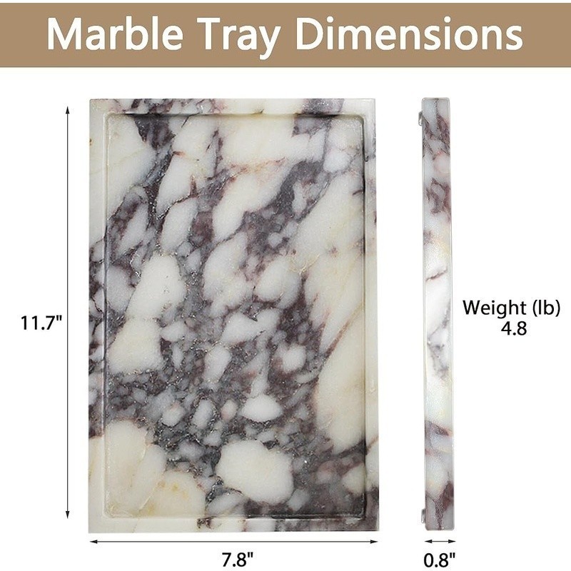 Luxury Marble Vanity Tray Calacatta Viola Storage Home Decor Decorative Tray New
