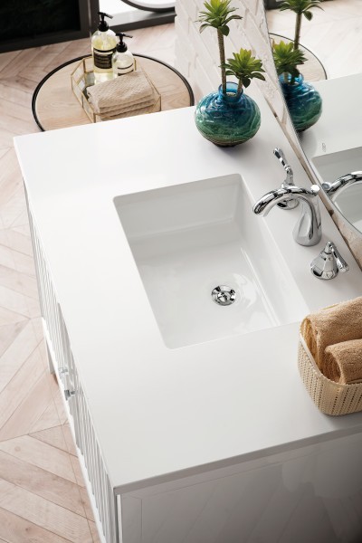 36″ James Martin Athens E645-V36-GW-3WZ Vanity Cabinet White Zeus Silestone Top