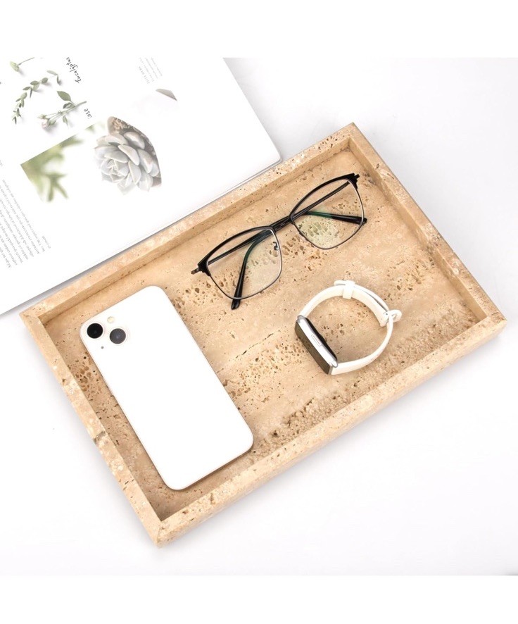 Marble Bathroom Vanity Tray, Natural Luxury Vanity Home Kitchen Bathroom Tray