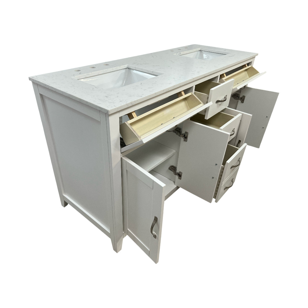 Lark Manor Vannes Bathroom Vanity with Solid Hardwood Frame Quartz Countertop
