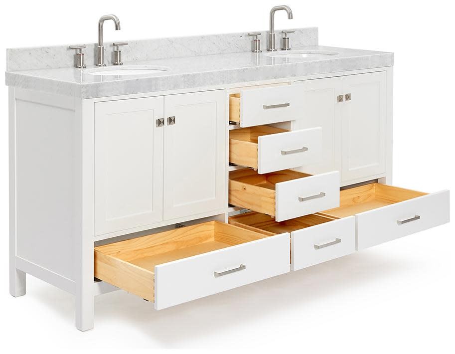 Ariel A072DCW5OVO Cambridge 72″ – Grey / Italian Carrara Marble Top / Brushed