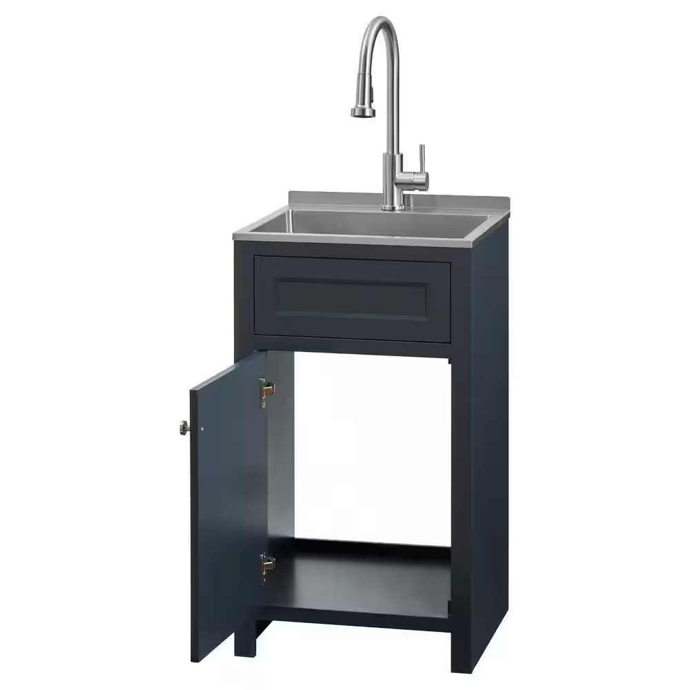 20 In. W Drop-In Laundry Sink with Faucet and Ready to Assemble Cabinet with CLI