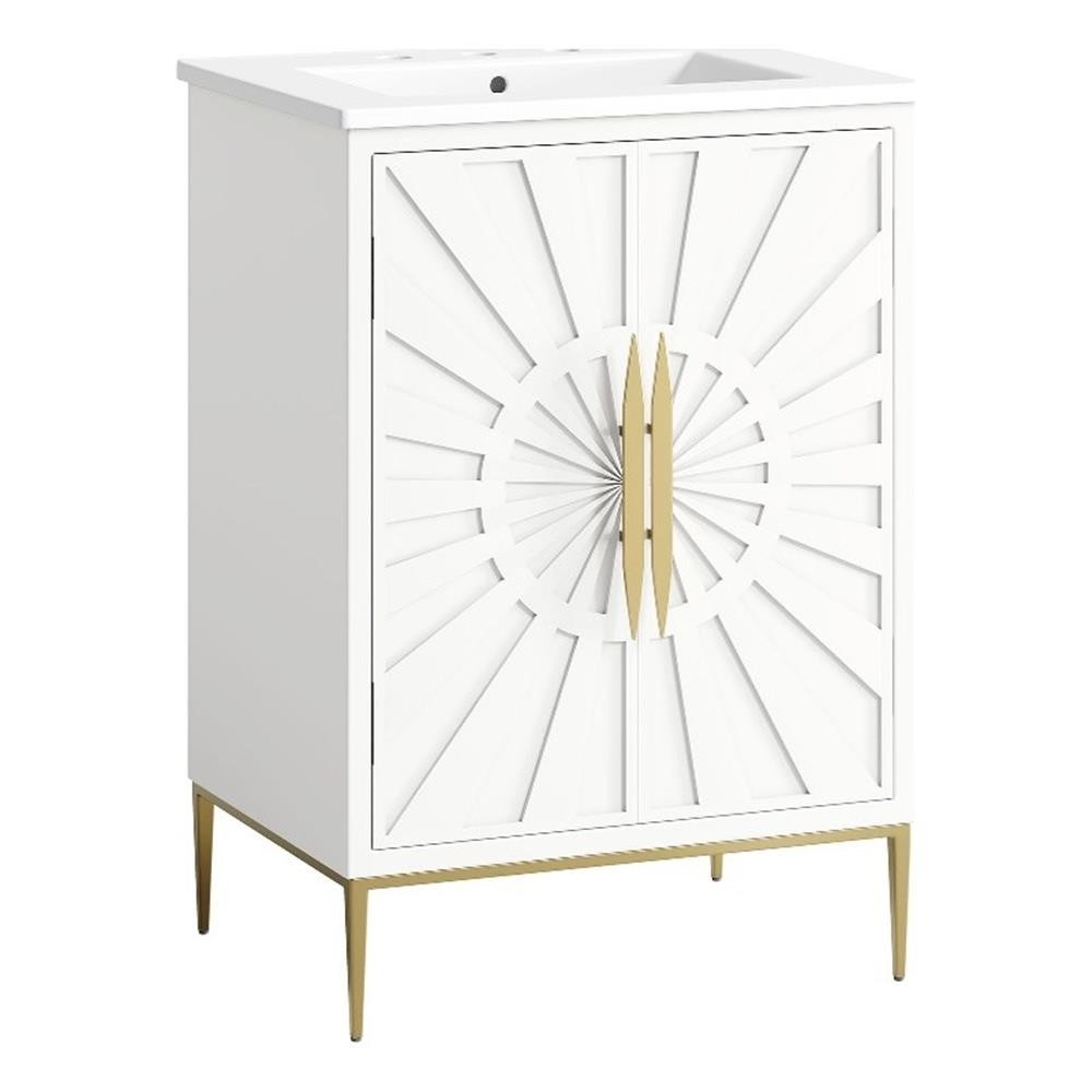 Modway Awaken 24″ Bathroom Vanity in White With Ceramic Sink Basin