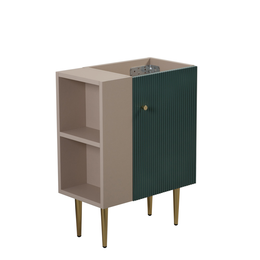 Green Vanity Base w/ Open Shelf, Storage Cabinet for Bathroom, Soft-Close Door