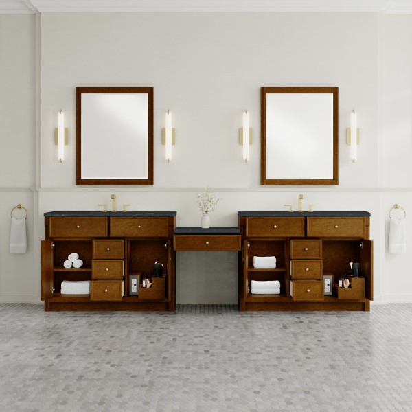 120″ James Martin Bellshire 660-VMC120-HNO-3CSP Dual Vanity Cabinet Charcoal Top