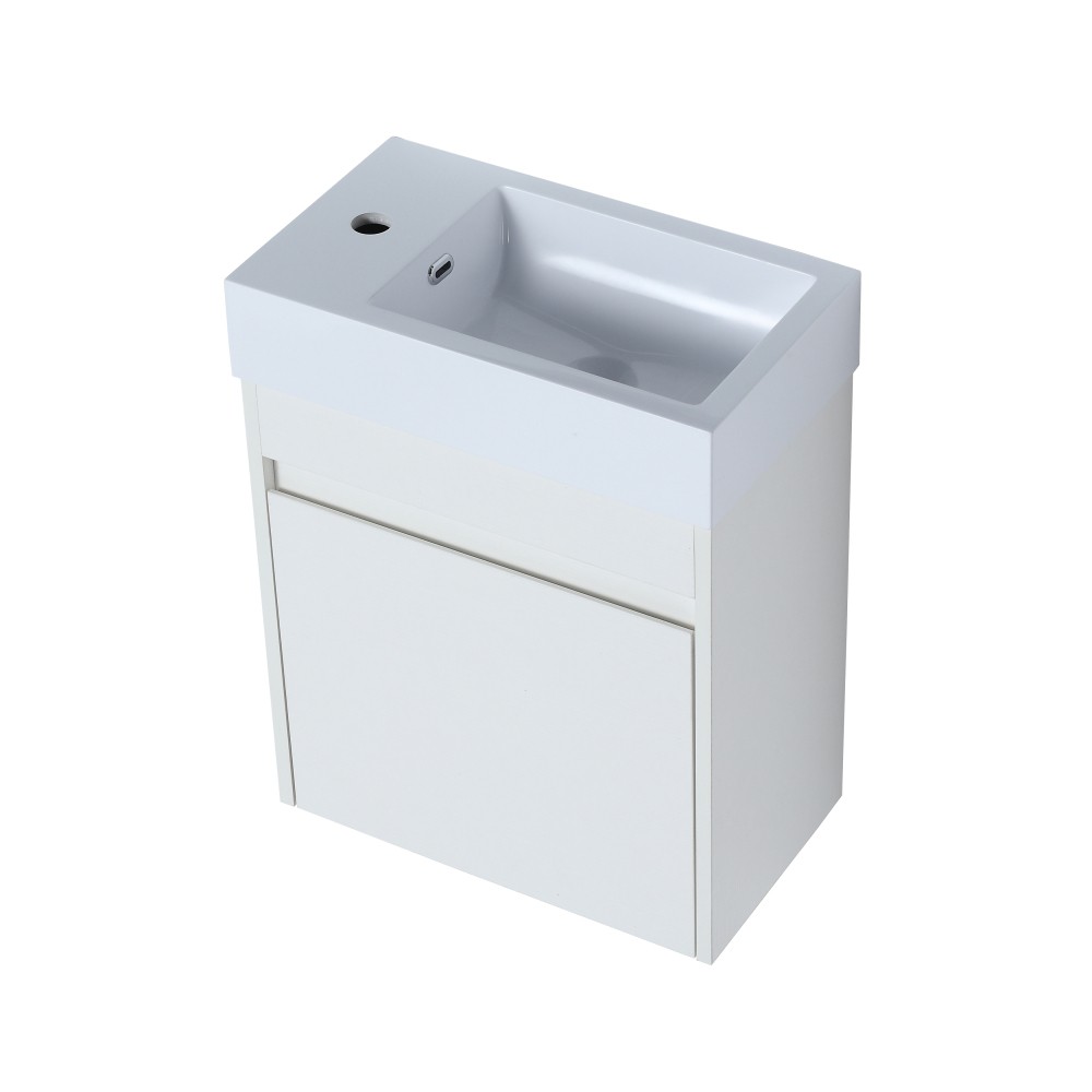 Modern Floating Vanity with Soft-Close Door & White Sink, Eco Plywood (18.11″)