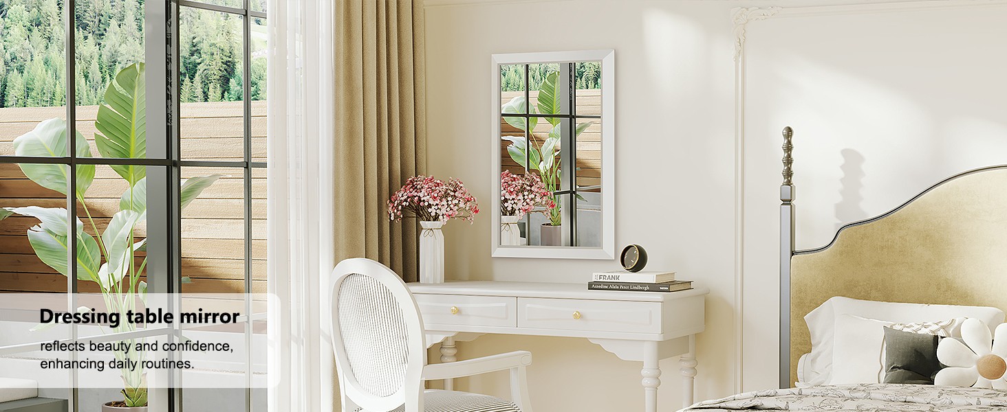 Bathroom Wall Vanity Mirror for Over Sink(White,24x36Inch)