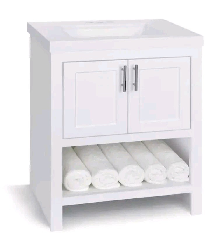 Glacier Bay SPA 24” Vanity Combo White With Mirror Bathroom Cabinets PICKUP ONLY