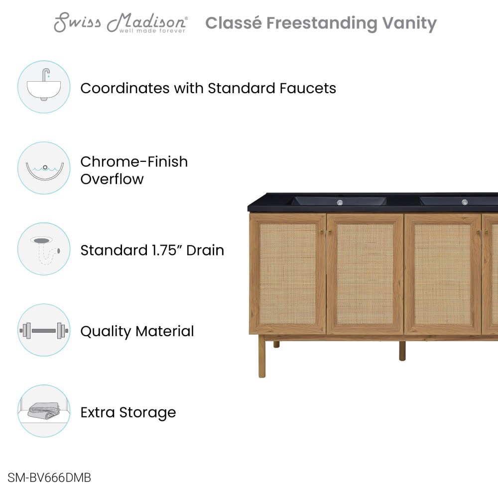 Swiss Madison SM-BV666DMB Classe 60″ – Golden Oak / Matte Black