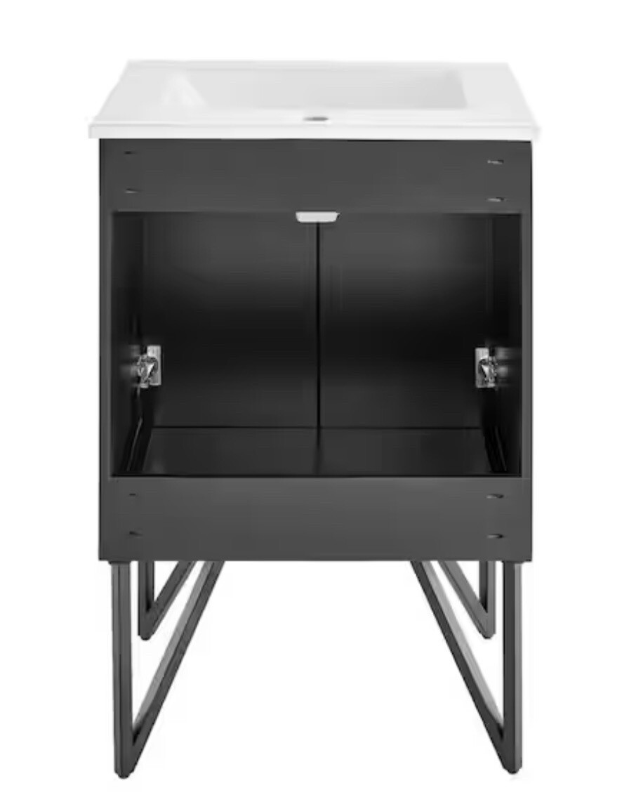 Annecy 24 in. W Bath Vanity in Phantom Black with Ceramic Vanity Top
