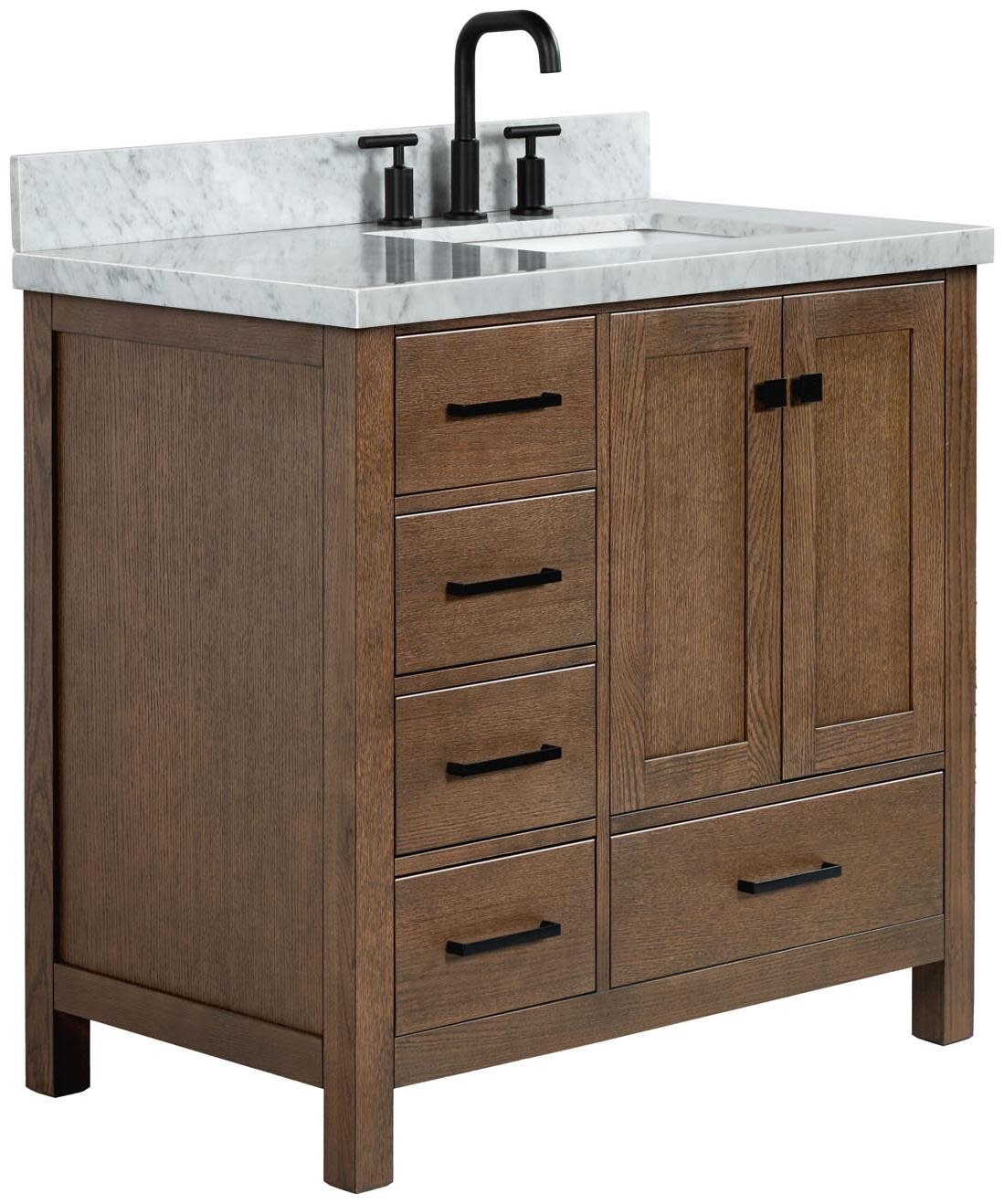 Ariel A037SRCWRVO Cambridge 37″ – Brown Oak / Carrara White Marble / Satin Brass