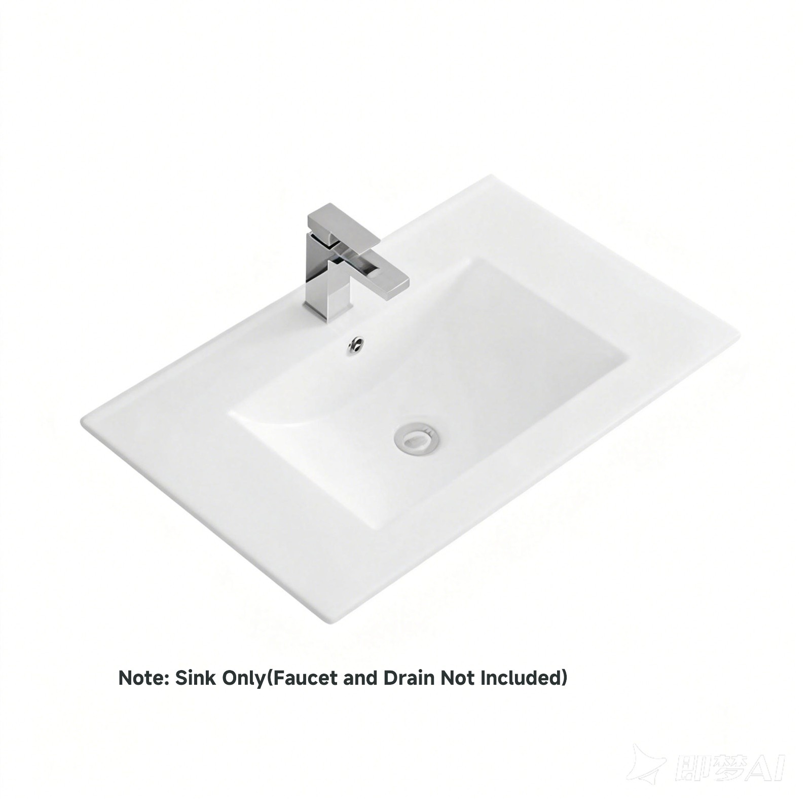 24″ Ceramic Vanity Sink Top, Rectangular Bathroom Vanity Sink Top with Overflow