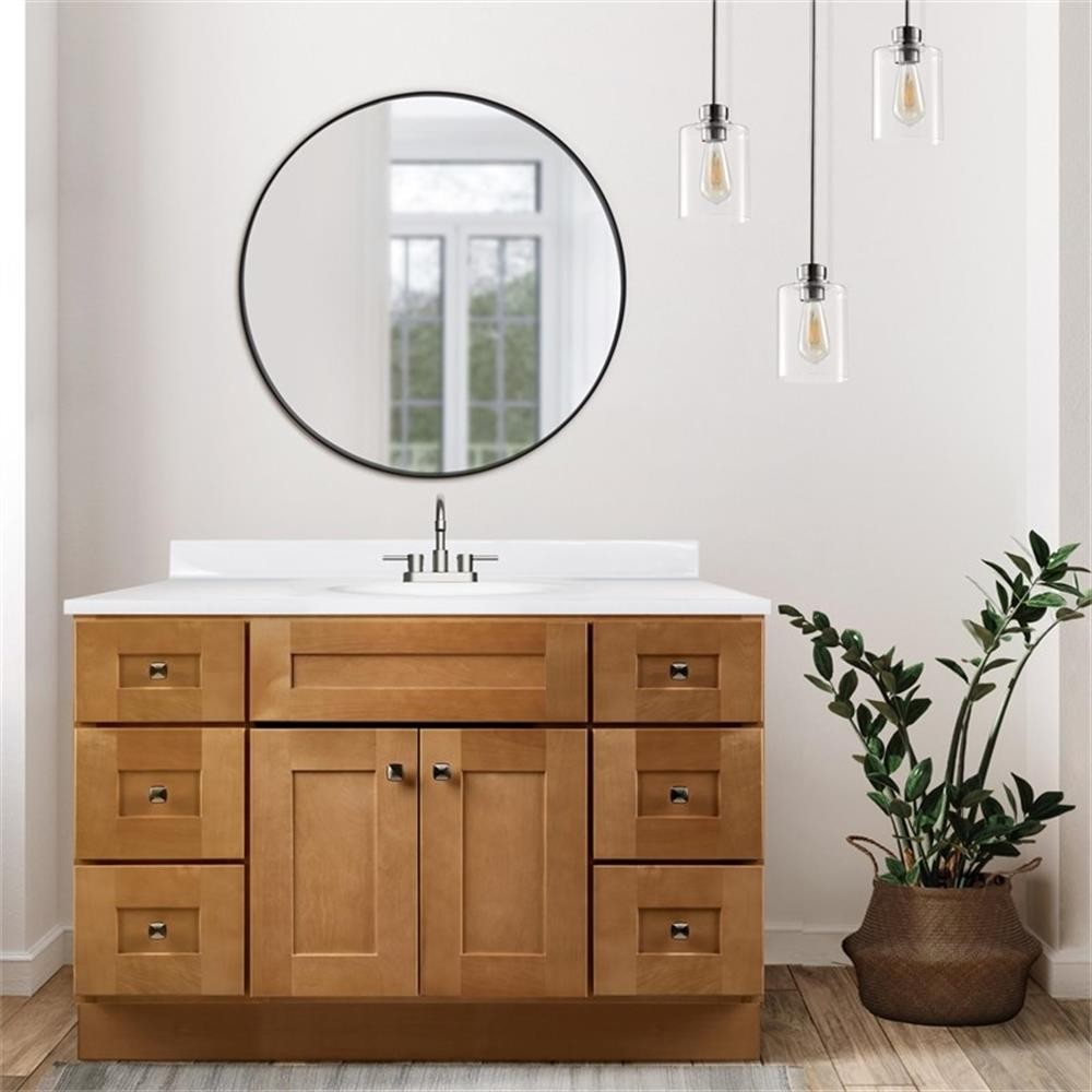 Bowery Hill 49-Inch Assembled Bath Vanity – Birch Base and Solid White Top
