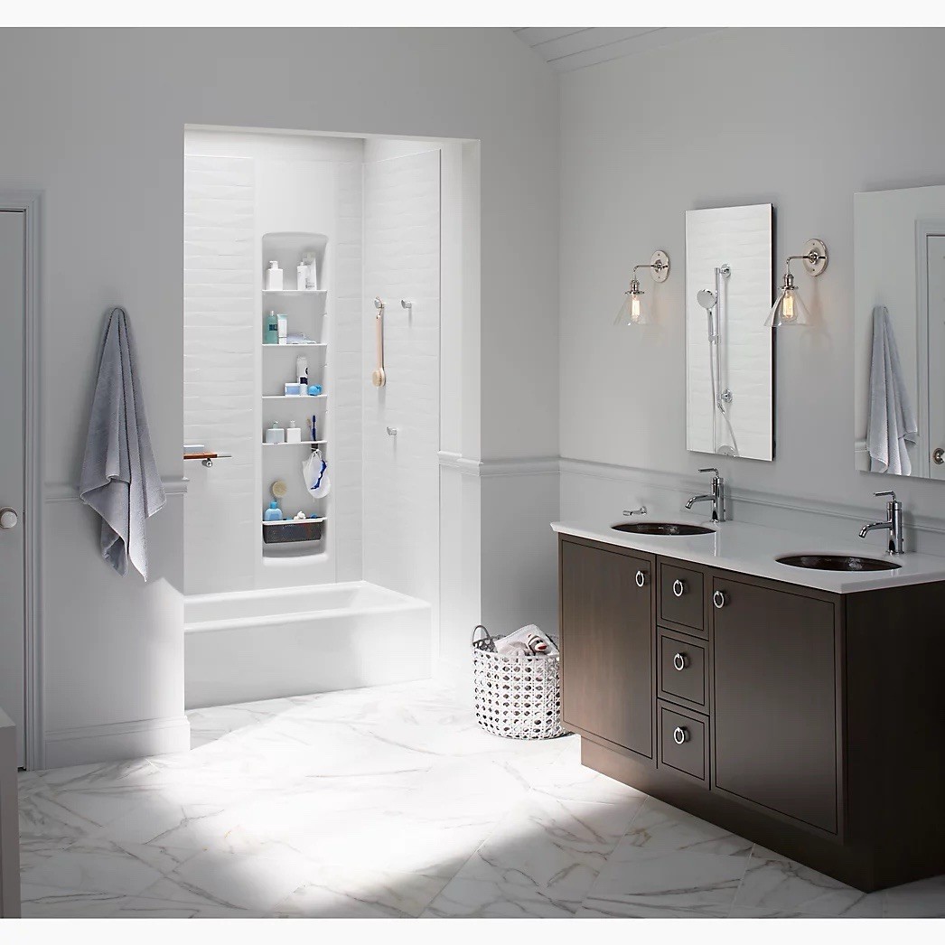 KOHLER K-5433-S33 Solid 61-Inch Vanity Top-Double Verticyl Oval Cutout, White