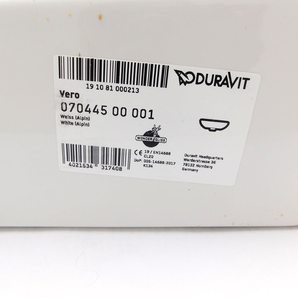 NEW Duravit Vero 07044500001 White Furniture Handrinse Basin w/Overflow 17 3/4″