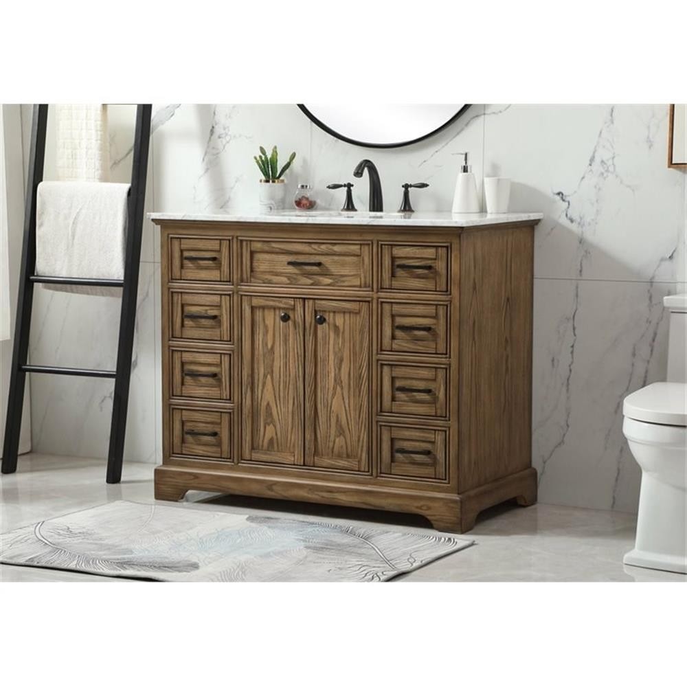 Elegant Decor Americana 42″ Aluminum Alloy Single Bathroom Vanity in Driftwood