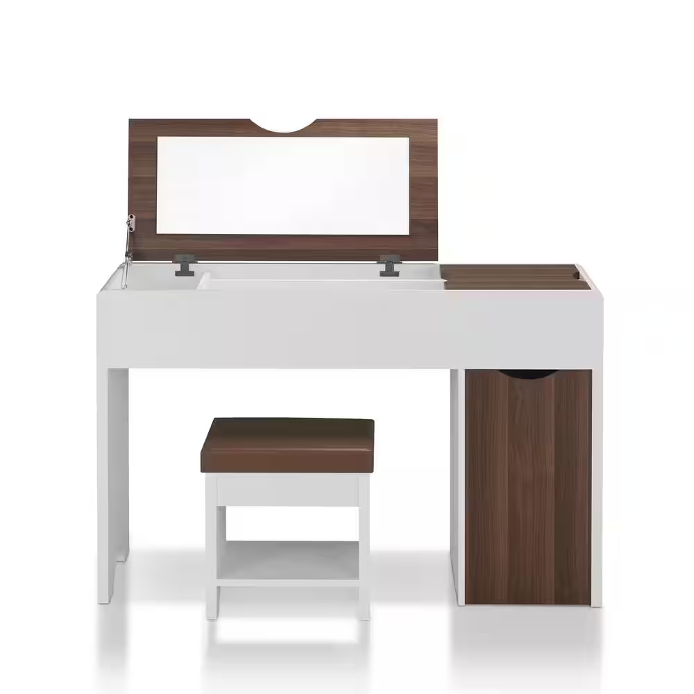 Flann 2-Piece White and Walnut Vanity Set (29.92 In. H X 47 In. W X 16 In. D)