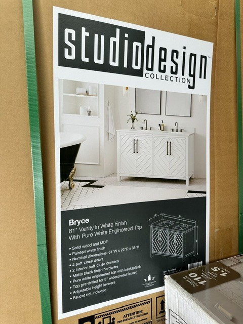 Studio Design Collection Bryce 61-inch Bathroom Vanity Engineered Stone Top