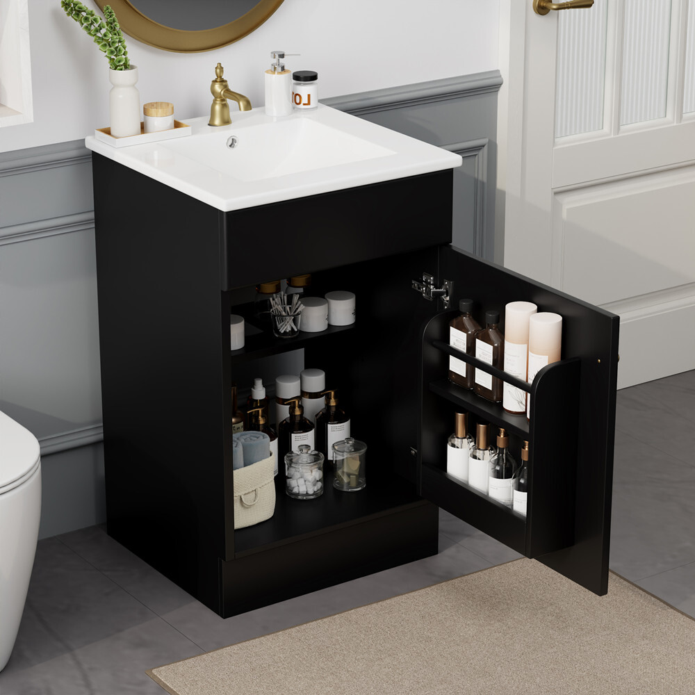 20″ Bathroom Vanity w/Sink, Freestanding Vanity Storage Cabinet,Adjustable Shelf