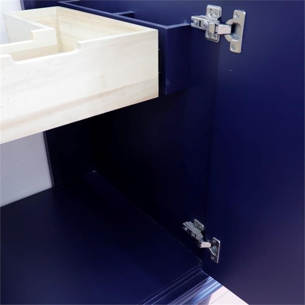 25 in. Single Wooden Vanity Blue with Gray Granite Oval Sink