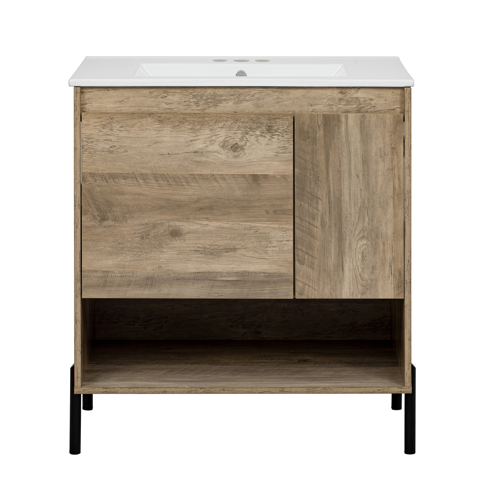 30″ Modern Wood Bathroom Vanity w/Ceramic Sink Bathroom Storage Cabinet，Drawer