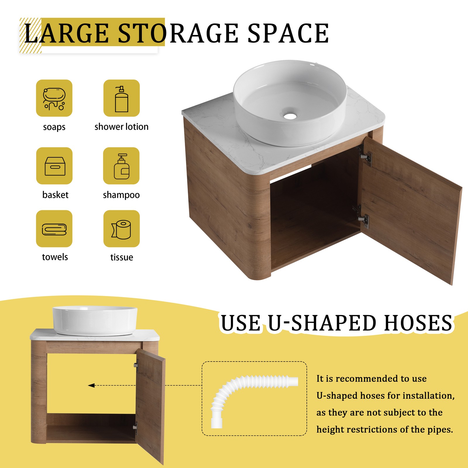24 In Bathroom Vanity With White Flat Stone Slab Top White Ceramic Vessel Sink