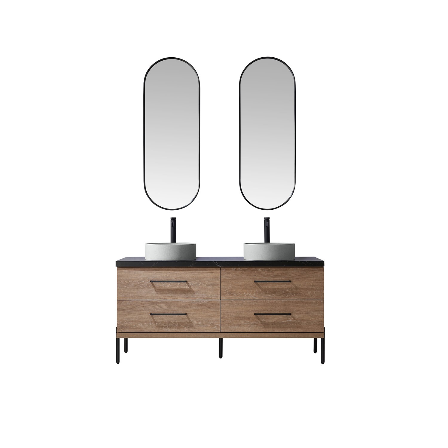 Miseno MV-705160C Trento 60″ – North American Oak / Black