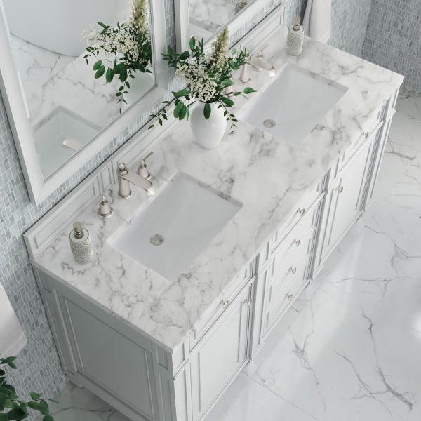 60″ James Martin Bristol 157-V60D-BW-3CAR Double Vanity Cabinet Carrara Top