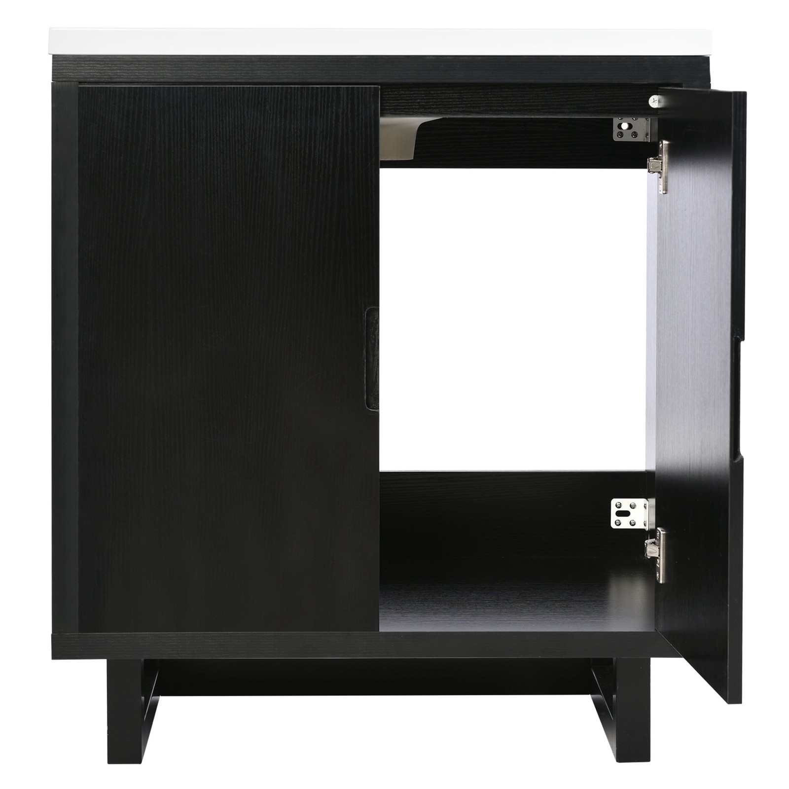 30″ Bathroom Vanity Set with Sink, Solid Wood Frame, Black Cabinet