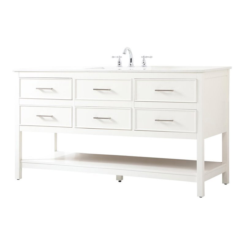 Elegant Decor Sinclaire 60″ Aluminum Alloy & MDF Single Bathroom Vanity in White