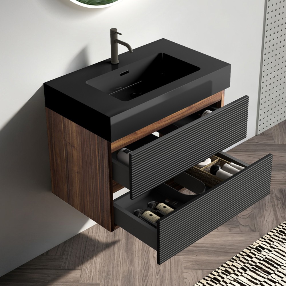 24″ 30″ Wall Mounted Bathroom Vanity with Sink,2 Drawers,Floating Vanity Cabinet