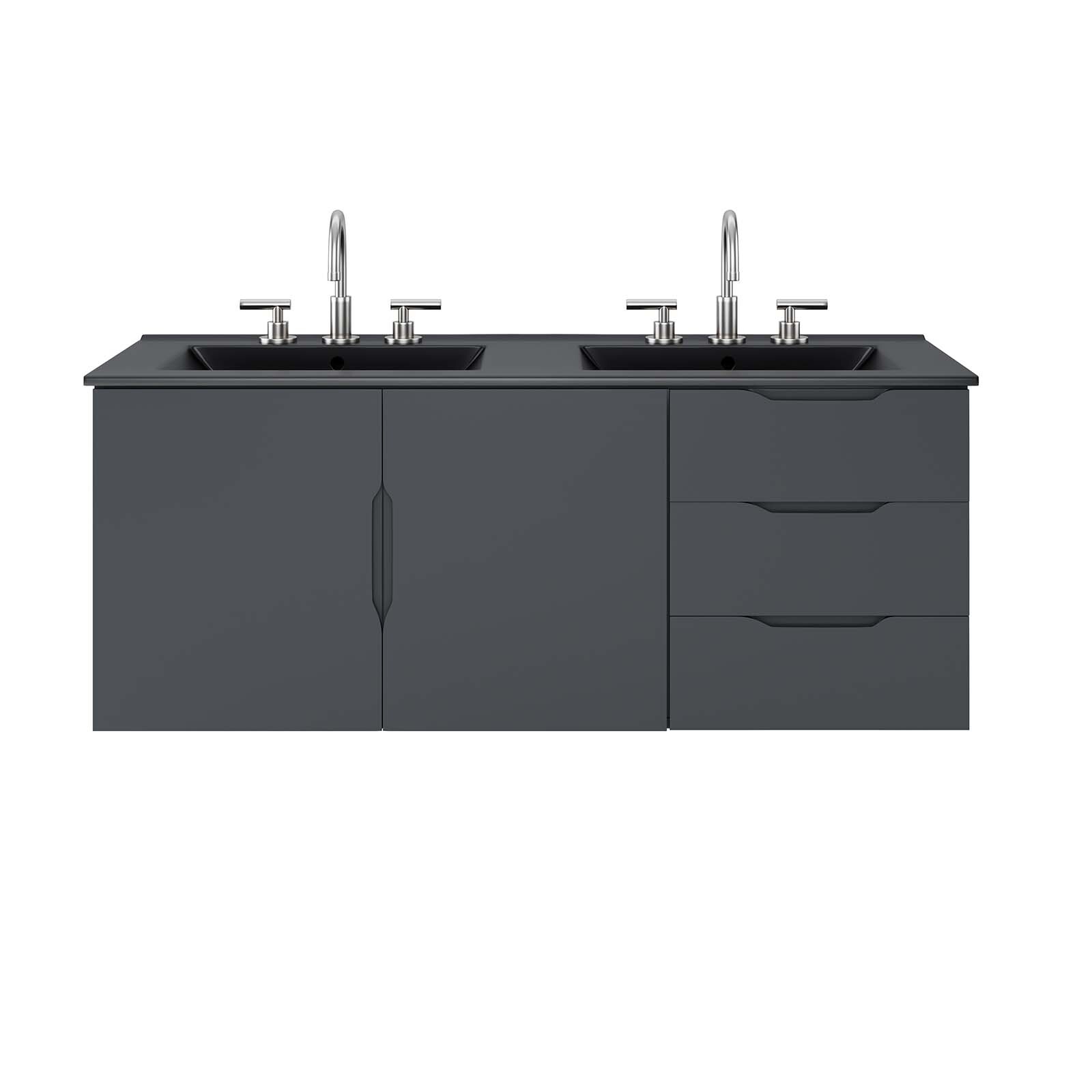 Modway Vitality 48″ Double Sink Bathroom Vanity in Gray Black
