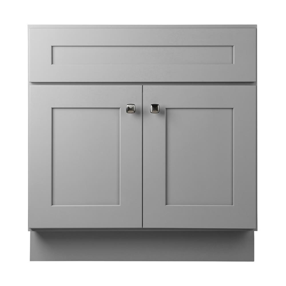 Pemberly Row 30″ Bathroom Vanity Ready to Assemble Solid Wood in Gray
