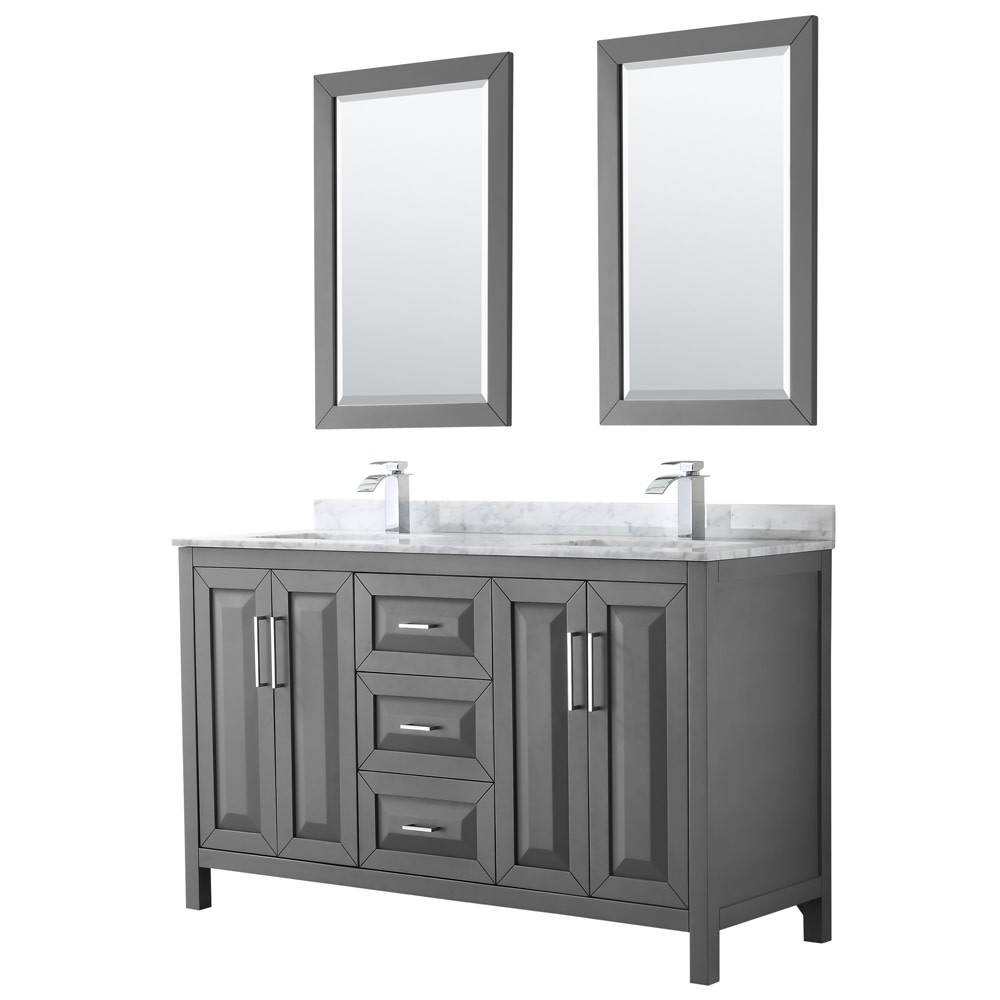 Wyndham Collection WCV252560DUNSM24 Daria 60″ – Dark Gray / White Carrara Marble