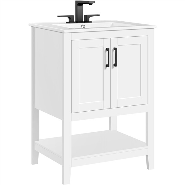 Bathroom Vanities Cabinet with Sink Combo Set 24x19x34 Inch for Bathroom, White