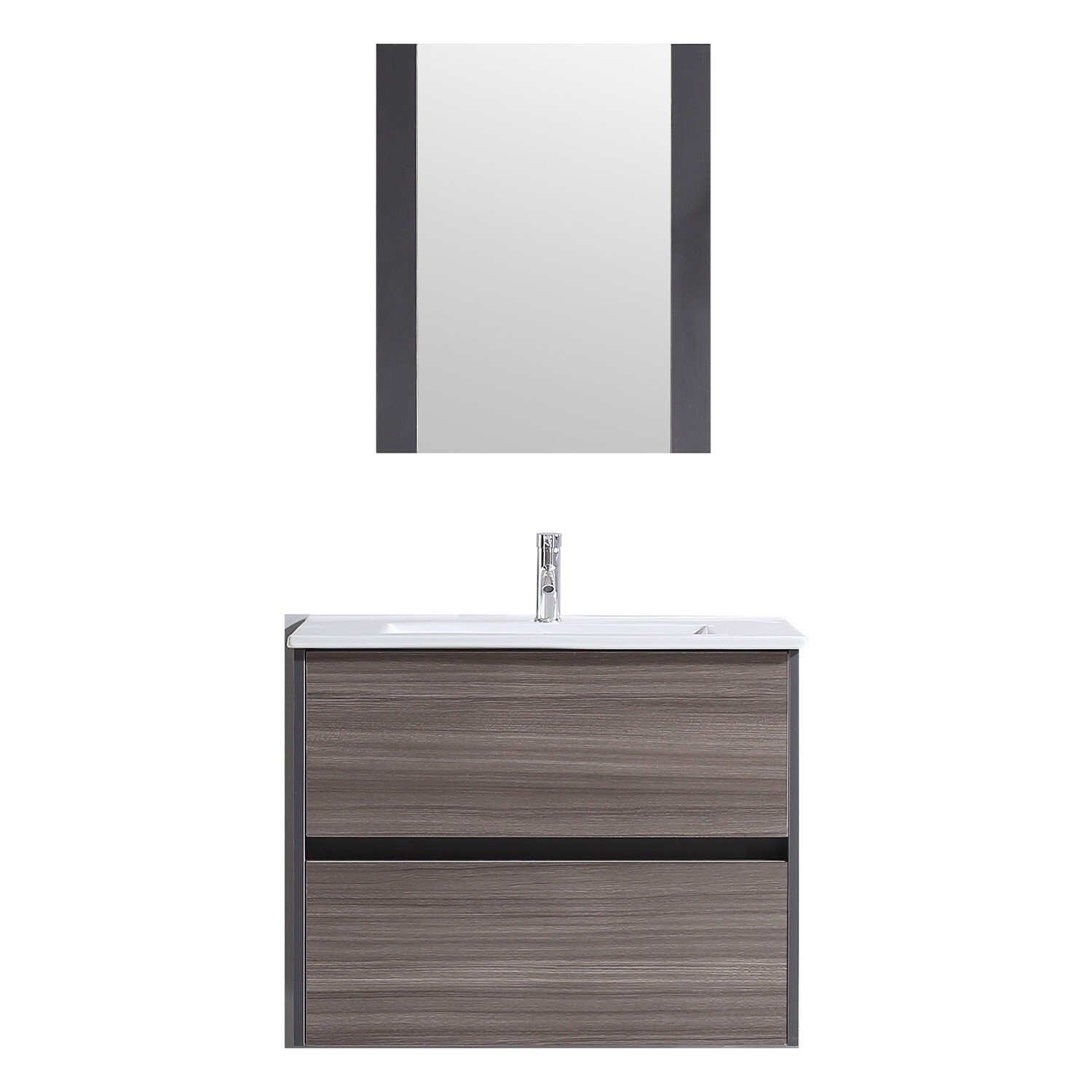 24″ Wooden Wall Mounted Bathroom Vanity Undermount Ceramic Sink Mirror Included