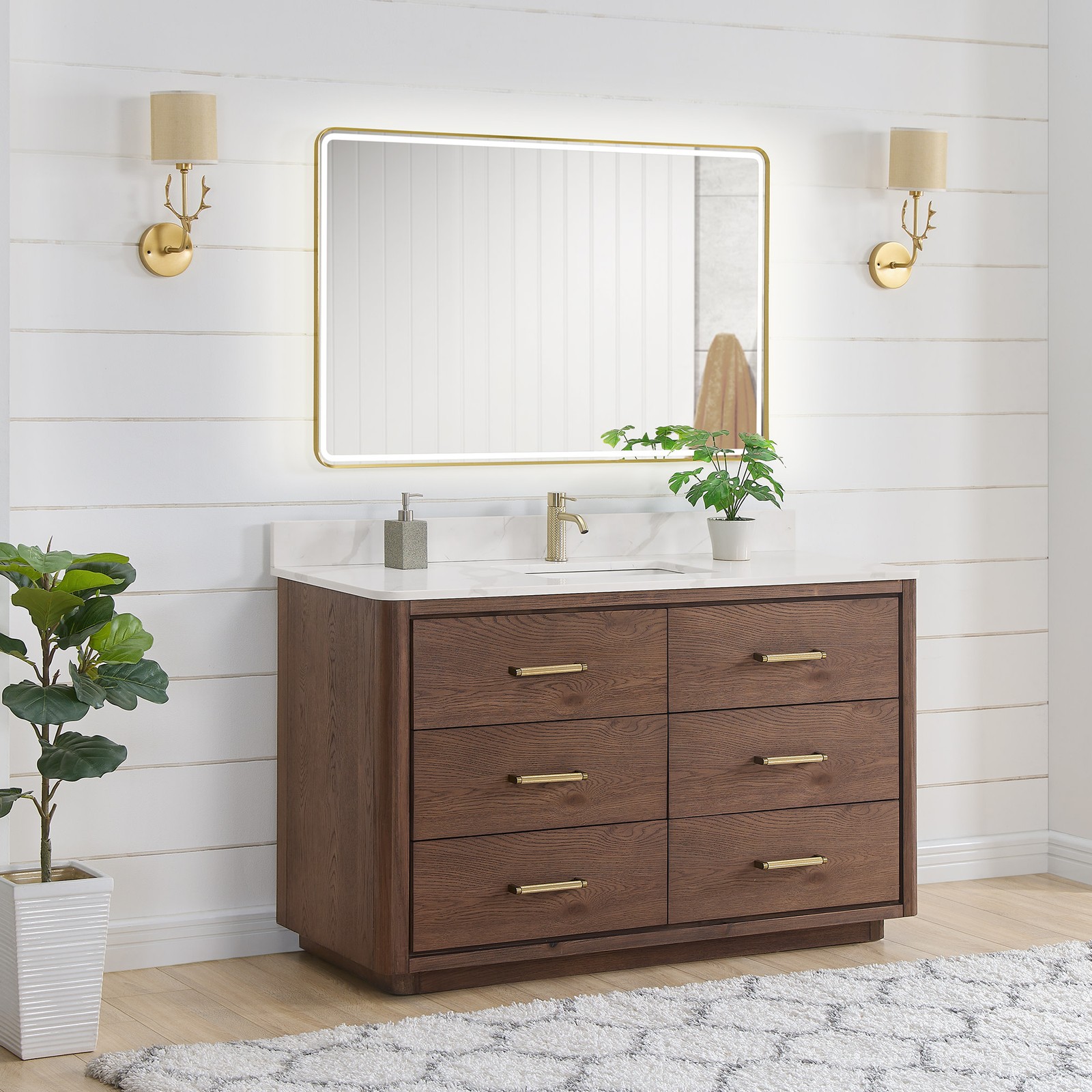 Miseno MV-706555 Porto 54″ – Aged Natural Oak / Fish Maw White