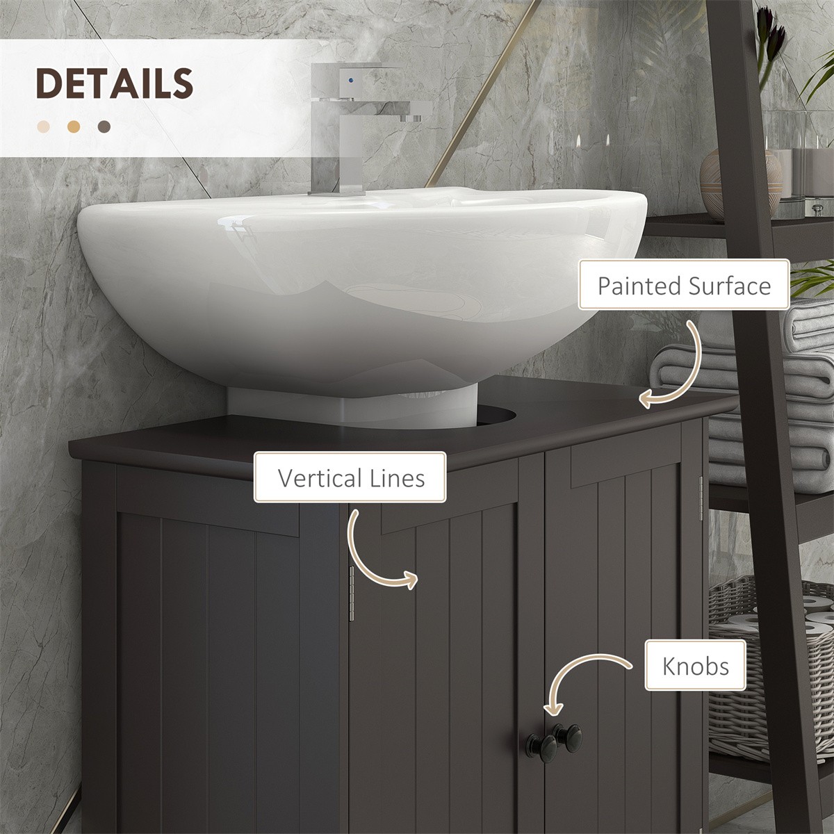 Pedestal Sink Storage Cabinet 23.5″ L x 11.75″ W x 23.5″ H Coffee