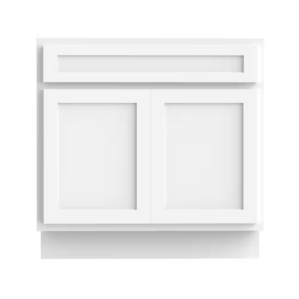 30 In. W X 21 In. D X 32.5 In. H 2-Doors Bath Vanity Cabinet Only in White (Unas